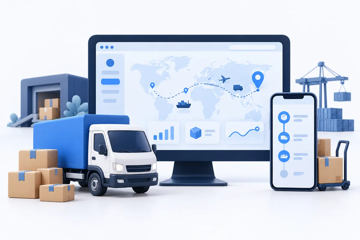 تصویر مفهومی سایت حملونقل و لجستیک در دسکتاپ و موبایل